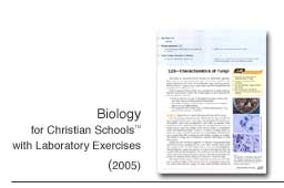 Biology for Christian Schools with Laboratory Exercises